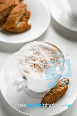 Coffee Cup With Cantuccini Stock Photo