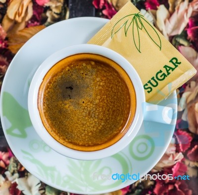 Coffee Cup With Sugar Stock Photo