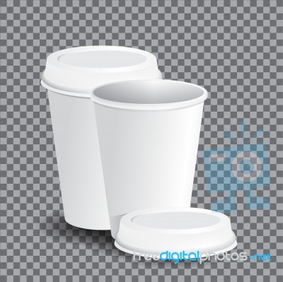 Coffee Cups On Transparency Grid -  Illustration Stock Image