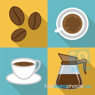 Coffee Icons Represents Restaurant And Cafeteria Beverages Stock Image