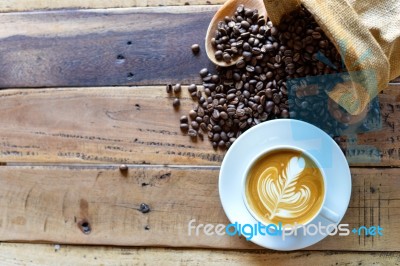 Coffee Latte In Cafe Stock Photo