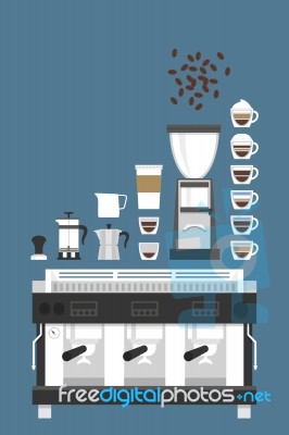 Coffee Machine And Accessories Icons Stock Image