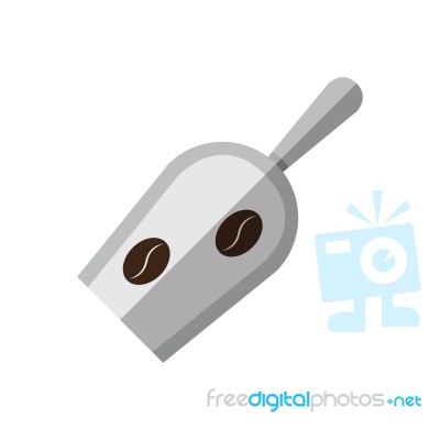 Coffee Metal Scoop With Coffee Beans Illustration Stock Image