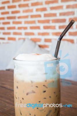 Coffee Mocha Into A Cold Glass Stock Photo