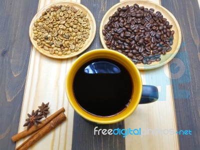 Coffee Mug And Coffee Bean Stock Photo