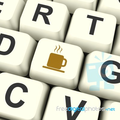 Coffee Mug Computer Key Stock Image