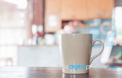 Coffee Mug In Coffee Shop Stock Photo