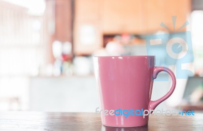 Coffee Mug In Coffee Shop Stock Photo