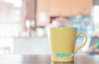 Coffee Mug In Coffee Shop Stock Photo