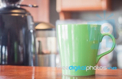 Coffee Mug In Coffee Shop Stock Photo