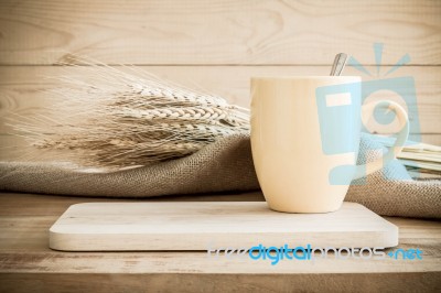 Coffee Mug On Wooden Background Stock Photo