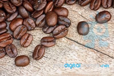 Coffee On Grunge Wooden Background Stock Photo