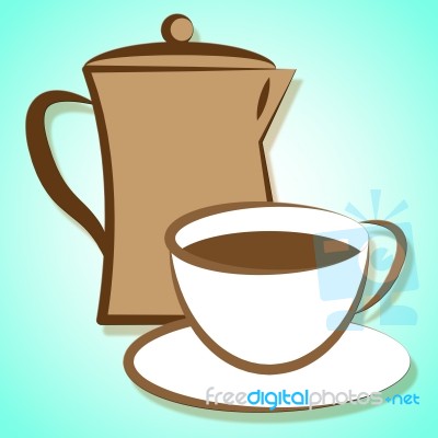 Coffee Pot Shows Brewed Caffeine And Beverages Stock Image