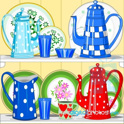 Coffee Pots And Dishes Stock Image