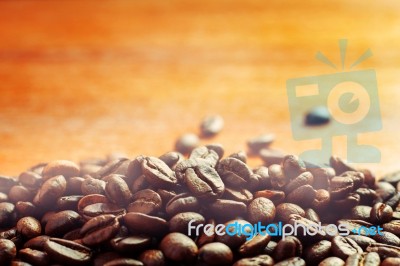 Coffee Roasted On Plank Stock Photo