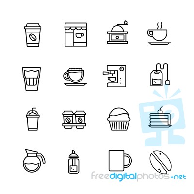 Coffee Shop  Icon Set On White Background Stock Image