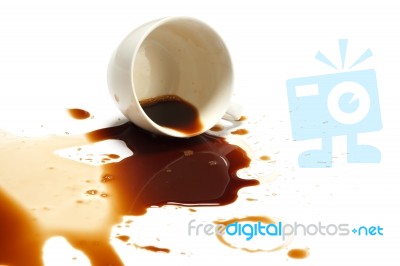 Coffee Spill Stain Accident White Background Stock Photo