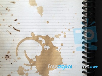 Coffee Stains On Note Book Stock Photo