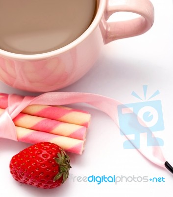 Coffee With Cookies Means Brew Beverage And Refreshment Stock Photo