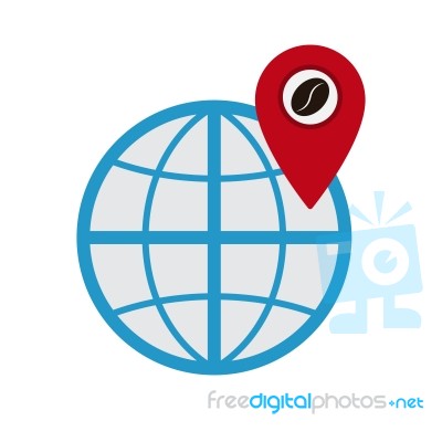 Coffee World Pin Coordinate Location  Illustration Stock Image