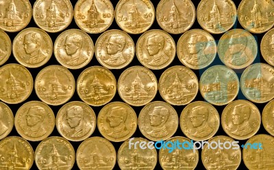 Coin Stack On Black Background Stock Photo