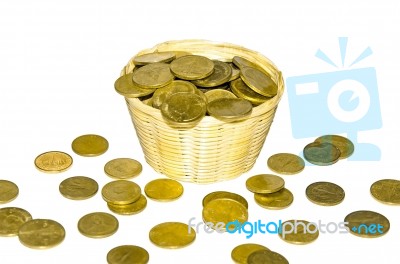 Coin Stack On White Background  Stock Photo