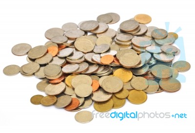 Coin Thai Bath On White Background Stock Photo