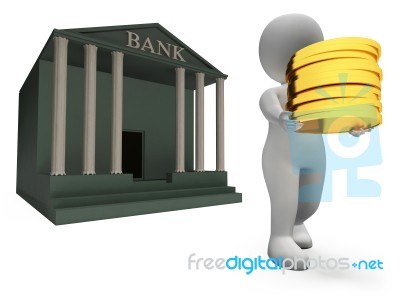 Coins Bank Represents Saved Render And Prosperity 3d Rendering Stock Image