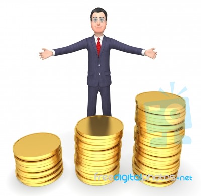 Coins Businessman Means Cash Investment And Entrepreneurial 3d R… Stock Image