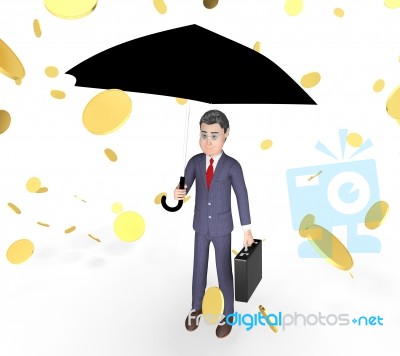 Coins Character Represents Business Person And Sky 3d Rendering Stock Image