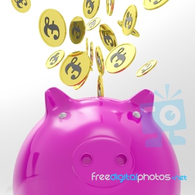 Coins Entering Piggybank Shows International Exchange Stock Image