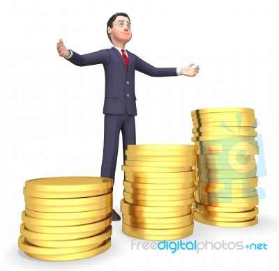 Coins Money Indicates Business Person And Monetary 3d Rendering Stock Image