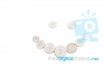 Coins On White Stock Photo