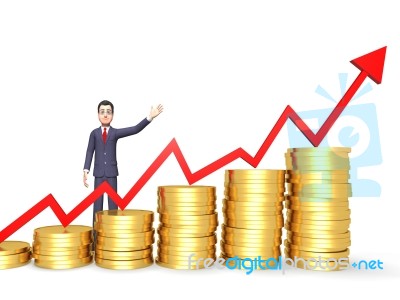 Coins Success Shows Business Person And Banking 3d Rendering Stock Image