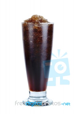 Cola With Glass Isolated On The White Background Stock Photo