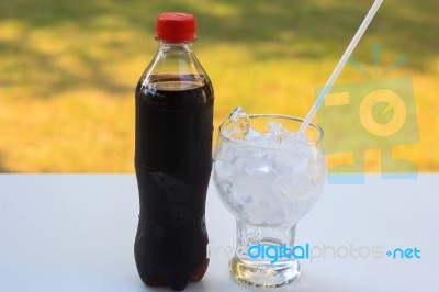 Cola With Ice Stock Photo