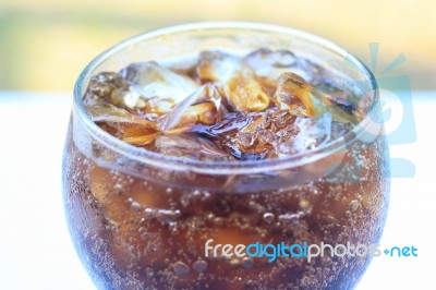 Cola With Ice Stock Photo