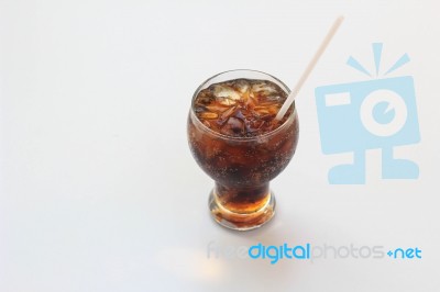 Cola With Ice Stock Photo