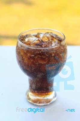 Cola With Ice Stock Photo