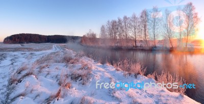 Cold Winter Sunrise Stock Photo