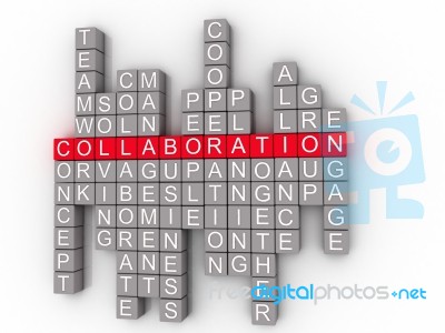 Collaboration Word Cloud Concept On A 3d Stock Image