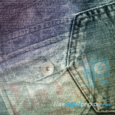 Collage Jeans Texture Background Stock Photo