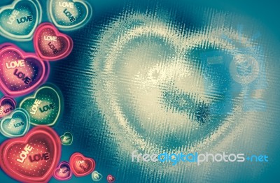 Collage Of Colorful Heart-shaped On Abstract Background Stock Photo