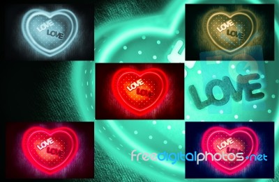 Collage Of Photos With Heart-shaped Stock Photo