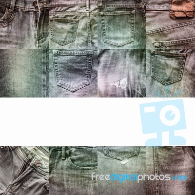 Collage Set Of Jeans Background Stock Photo