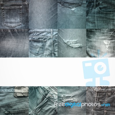 Collage Set Of Jeans Background Stock Photo