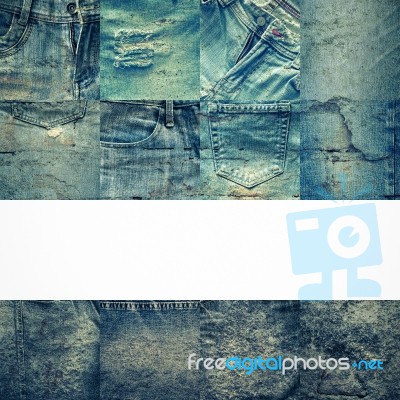 Collage Set Of Jeans Background Stock Photo