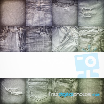 Collage Set Of Jeans Background Stock Photo