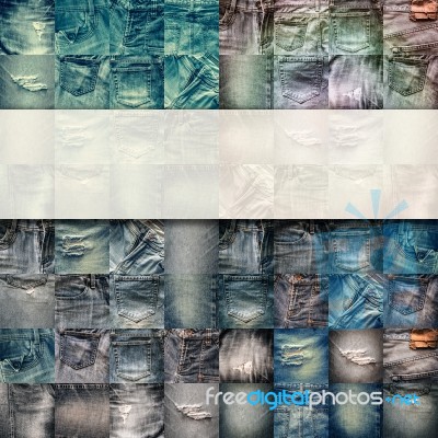 Collage Set Of Jeans Background With Blank For Text Stock Photo