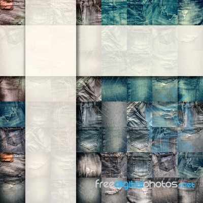 Collage Set Of Jeans Background With Blank For Text Stock Photo